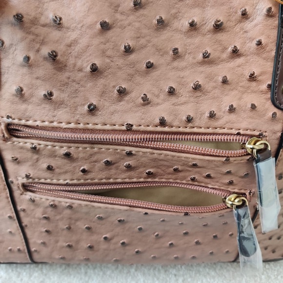 GIANI BERNINI Ostrich-Embossed Dome Satchel handbag - Picture 6 of 9